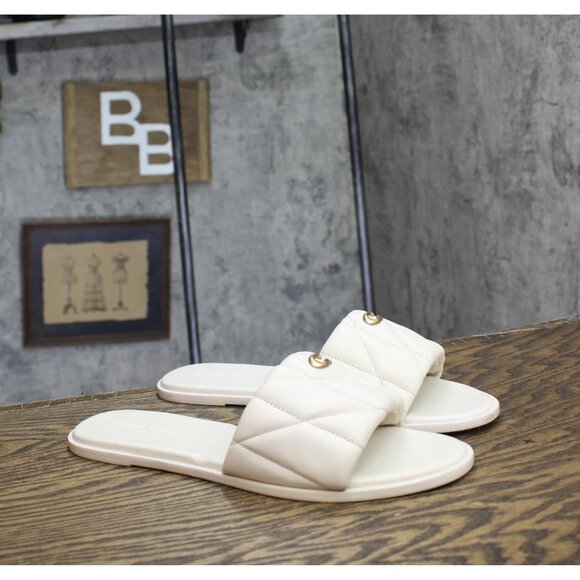 Coach Shoes - Coach Womens Holly Slide Quilted Sandal CR047 Chalk Off White 10B